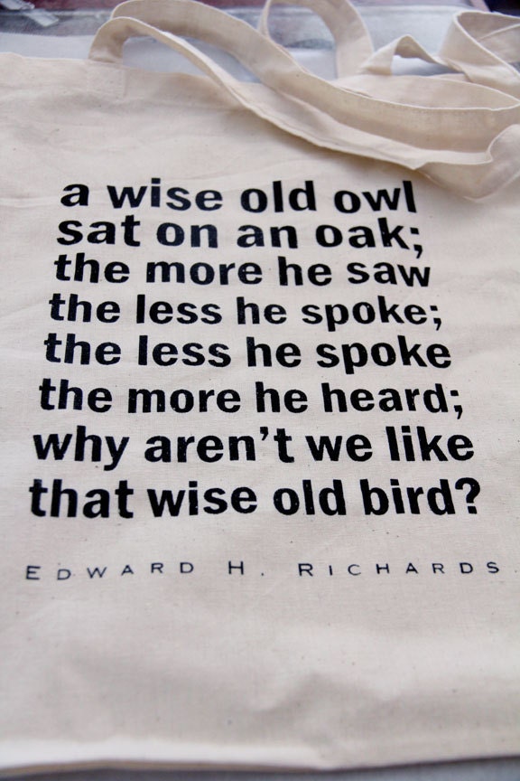 Quote Tote - Wise Old Owl cotton tote bag