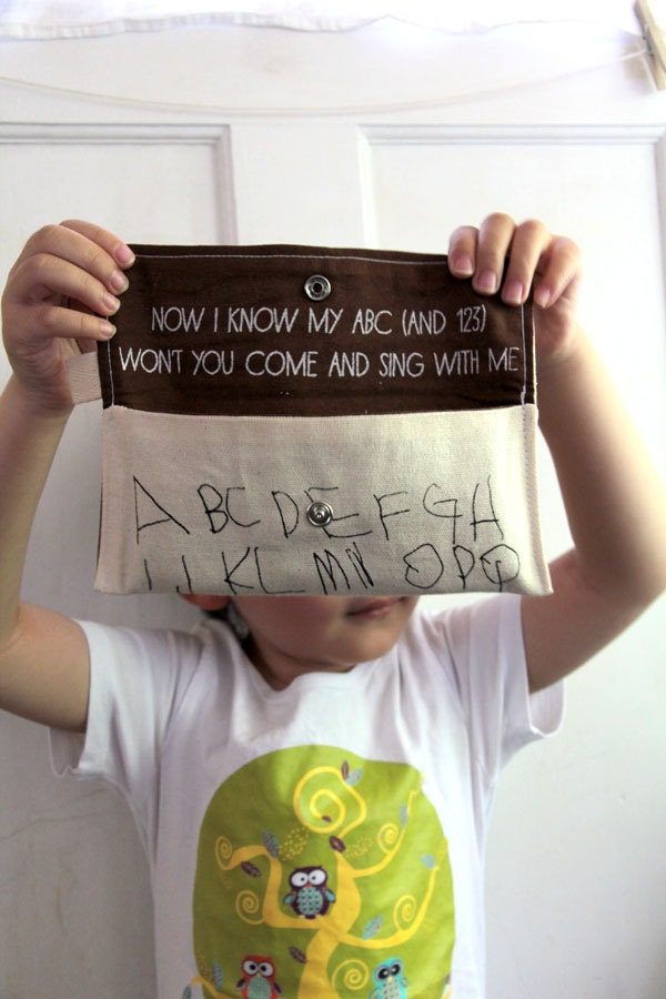Pencil case - Screen-printed alphabets and numbers - Now I know my ABC and 123