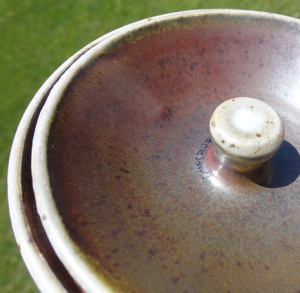 Wood-Fired Large Sized Lidded Temmoku Container on sale
