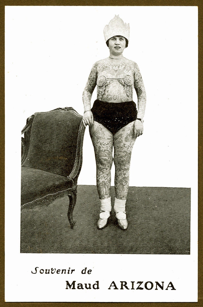 Tattooed Lady Maud Arizona Suleika The Tattooed Wonder Vintage Postcard