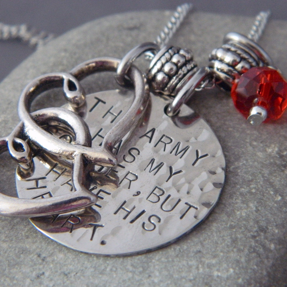 The Army has My Soldier, But I Have his Heart Handstamped Necklace