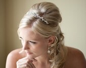 Bridal Headband,  Tiara, Freshwater Pearl and Crystal Headband, Wedding Hair Accessory - YVETTE