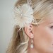 Wedding Hair Accessory, Feather Hair Clip, Fascinator, Bridal Head Piece, Ivory and Light Gold - SIMONE