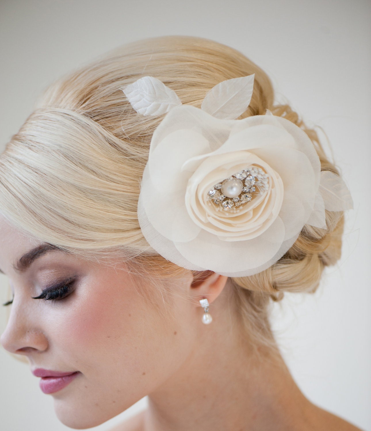 Wedding Hair Accessory, Silk Flower Hair Comb, Bridal Hair Flower, Bridal Head Piece, Fascinator - DANICA