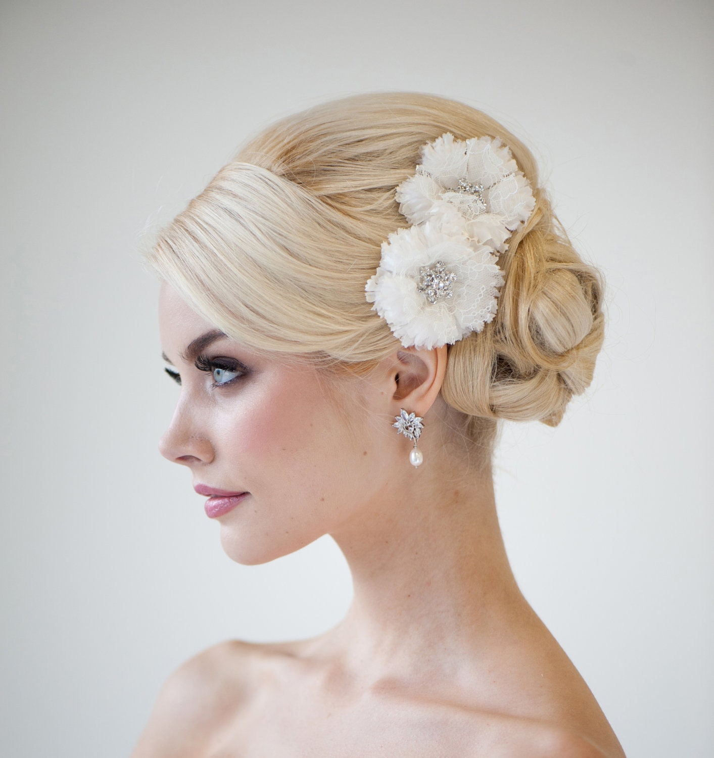 Bridal Silk Flower Hair Clips, Wedding Hair Accessory, Bridal fascinator - COSETTE