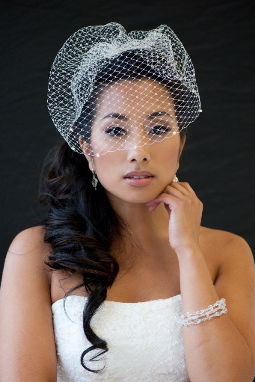 Birdcage Veil Embellished with Swarovski Pearls, Bridal Veil, Wedding veil