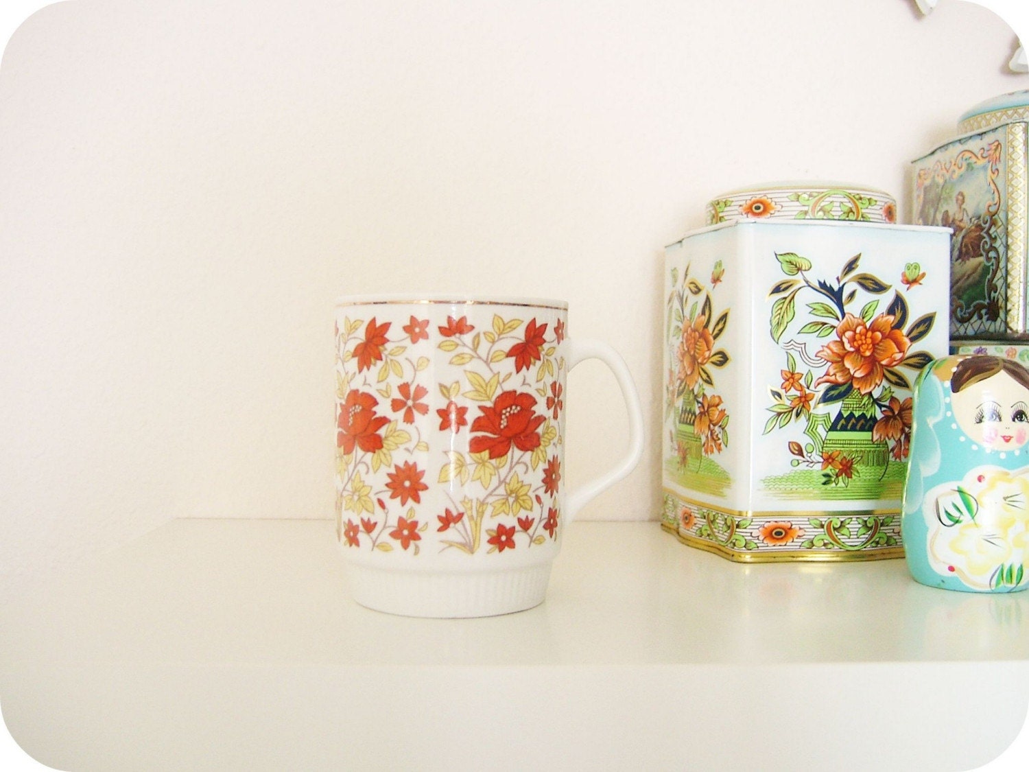 vintage / / BURNT ORANGE / / coffee cup