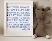 Cornflower Blue Typography Prayer Print for Children