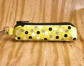Lip Balm Holder  - Clip for Key Ring or Bag - Yellow Polka Dots