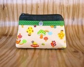 Key Pouch Card Wallet - Card Holder - Mushroom Japanese Fabric