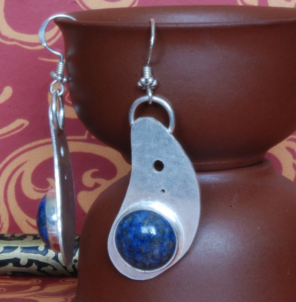 Moons of Lapis Sterling Silver Earrings
