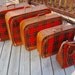 Vintage Tartan Red Luggage Set Five Piece