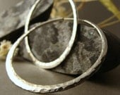 hammered sterling silver hoop earrings 2 inch, large endless style hoop