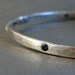 twisted sterling silver bangle bracelet  gypsy set blue sapphire
