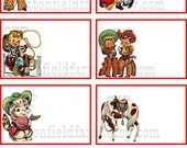 CowboyCowgirl Blank Cards Digital Sheet C-219 for Birthdays, Thank You, Cards, Scrapbooking, Notes