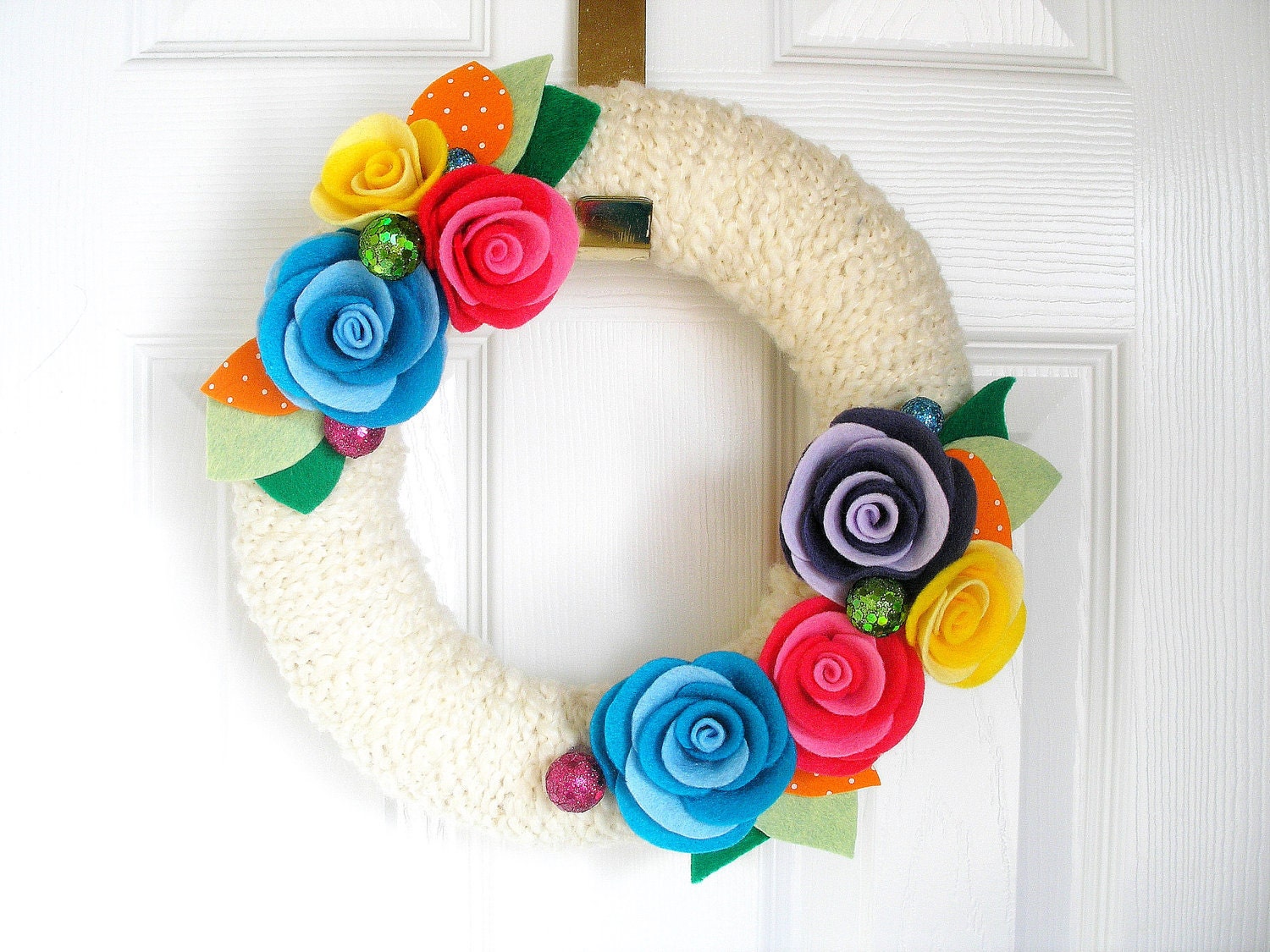 Yarn Wreath - Color Pop 14 inch- The Original Felt and Yarn Wreath