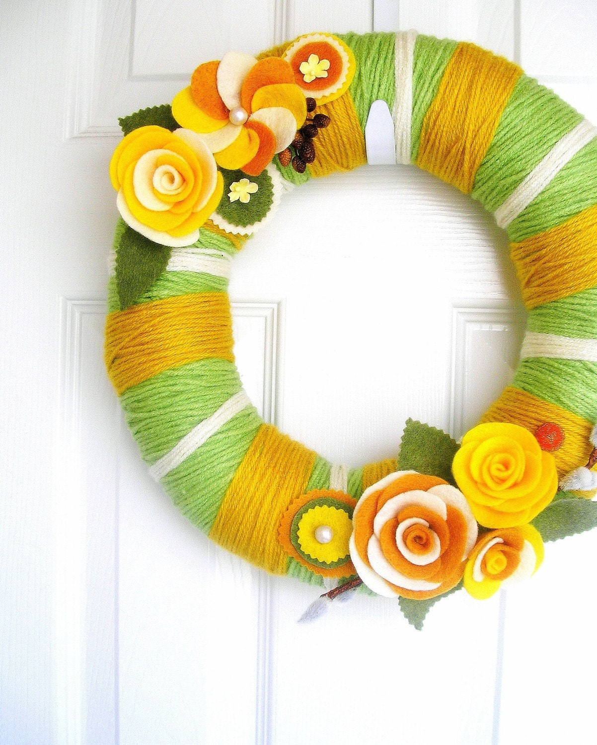 Original Handmade Felt Yarn Wreath - Goldenrod