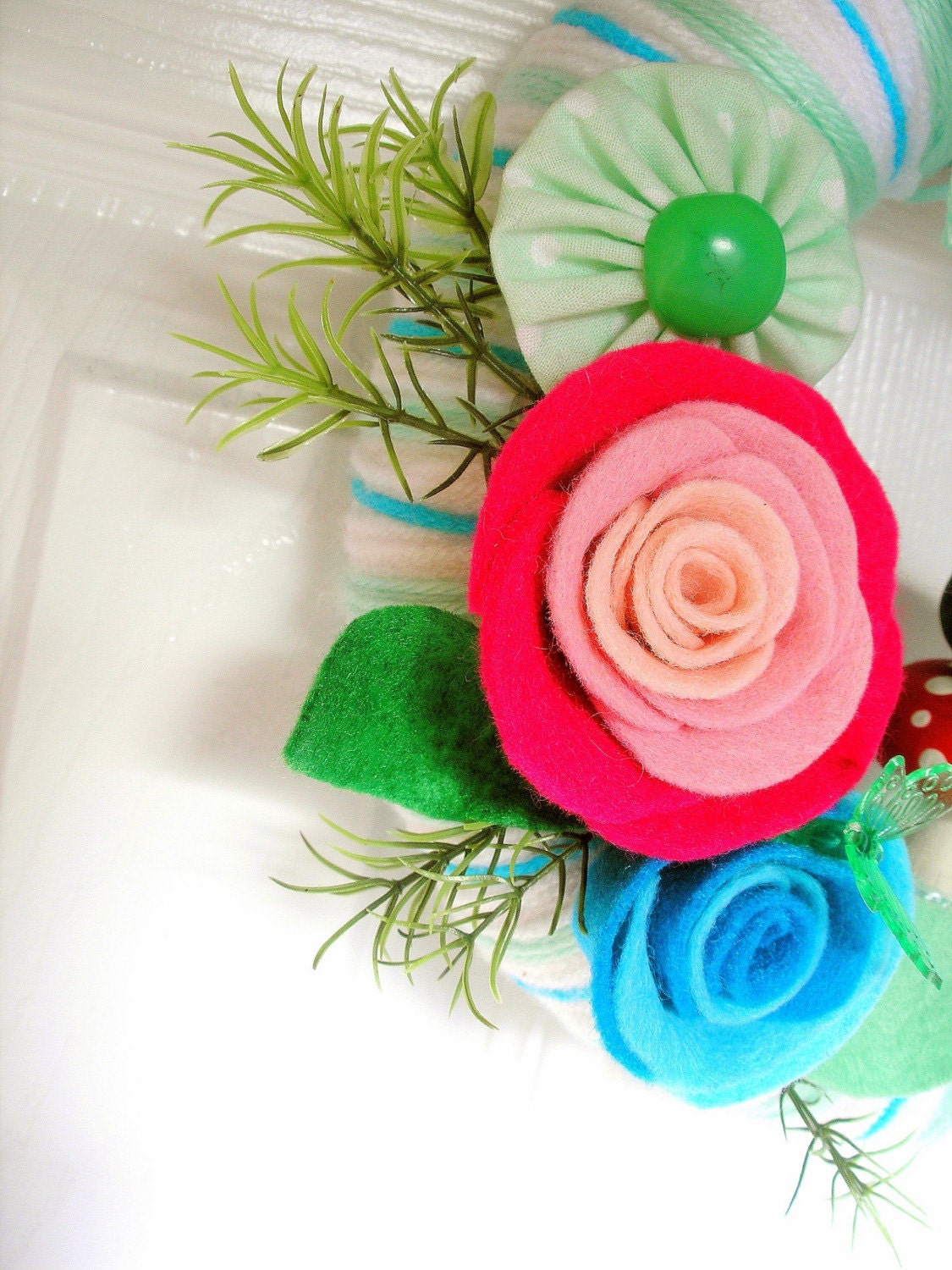 Mushroom Handmade Yarn Wreath