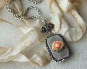 Steampunk Jewelry, Vintage Watch Necklace With Pink Rose, Repurposed Jewelry