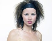 Ecofriendly black leather fringe hairband