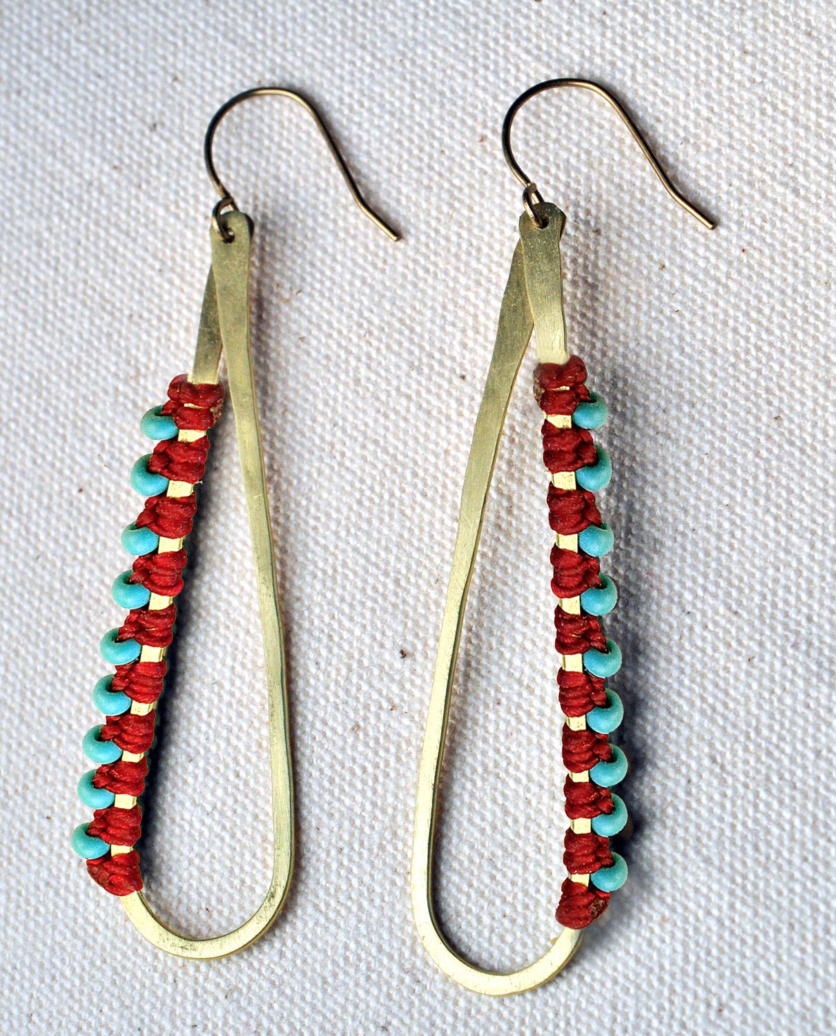 Teardrop Hoops Red and Turquoise