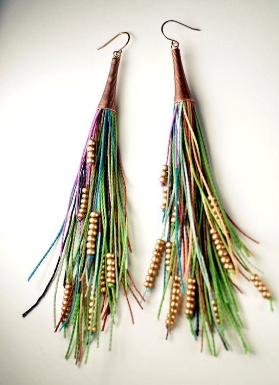 Vegan Feather Fringe Earrings
