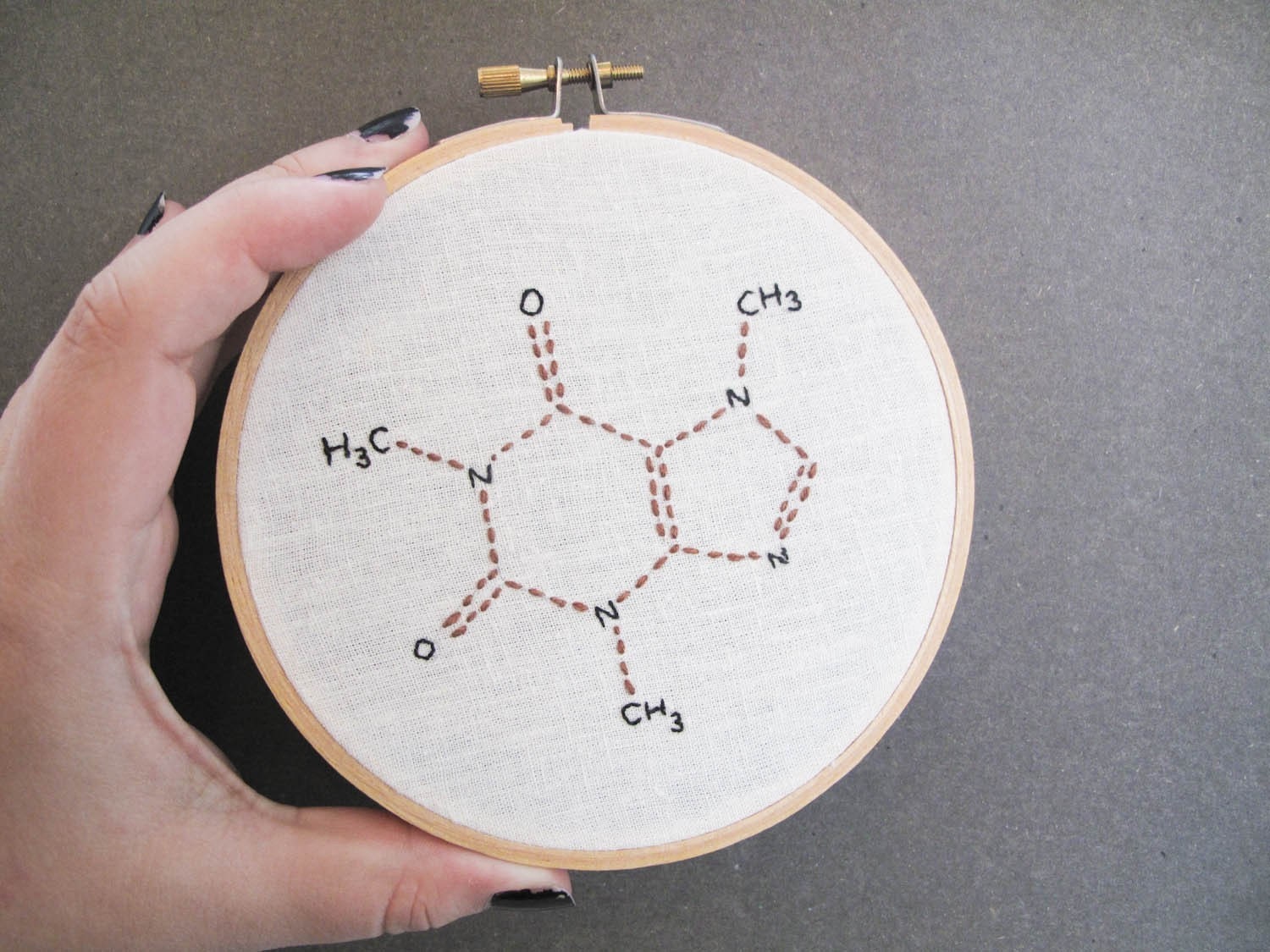 Caffeine Molecule Art Embroidery - In Hoop - Caffeine Fix