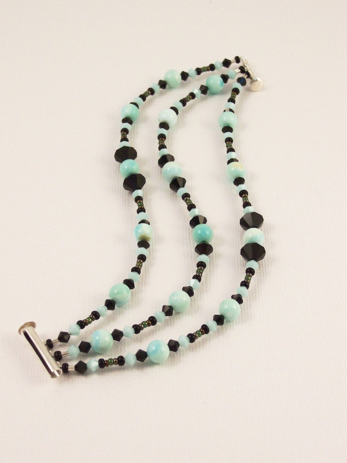 Peruvian Opal and Jet Bracelet