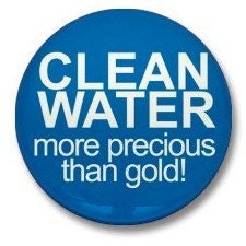 FOR CHARITY Clean Water - More Precious than Gold 1 1/4 inch pinback button badge