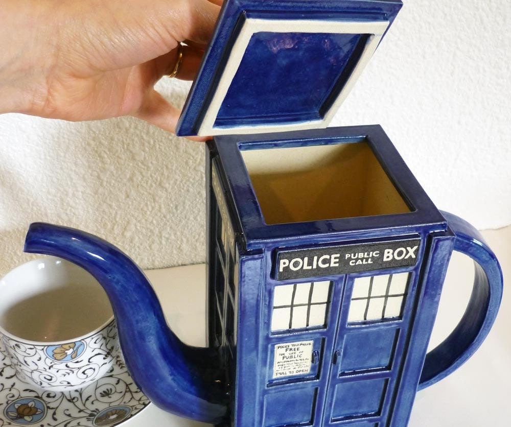 TARDIS Teapot: Made-To-Order Handmade Blue Police Box Teapot