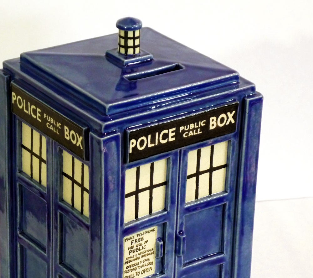TARDIS Bank- Made to Order - Handmade Ceramic Coin Bank