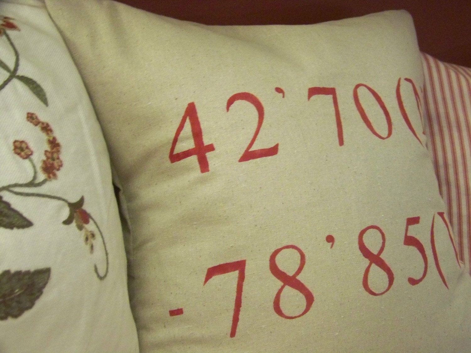coordinates pillow cover - red - personalized - customizable - linen - gift idea