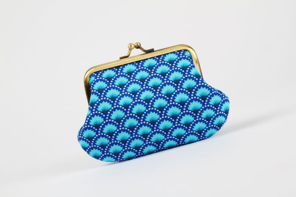 Daddy purse - Petit Pan Wasabi bleu - metal frame pouch - octopurse