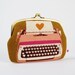 Maxi siamese - Typewriters in pink - double metal frame purse