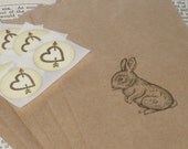 Vintage Bunny Kraft Treat Bags/Favor Bags with Seals