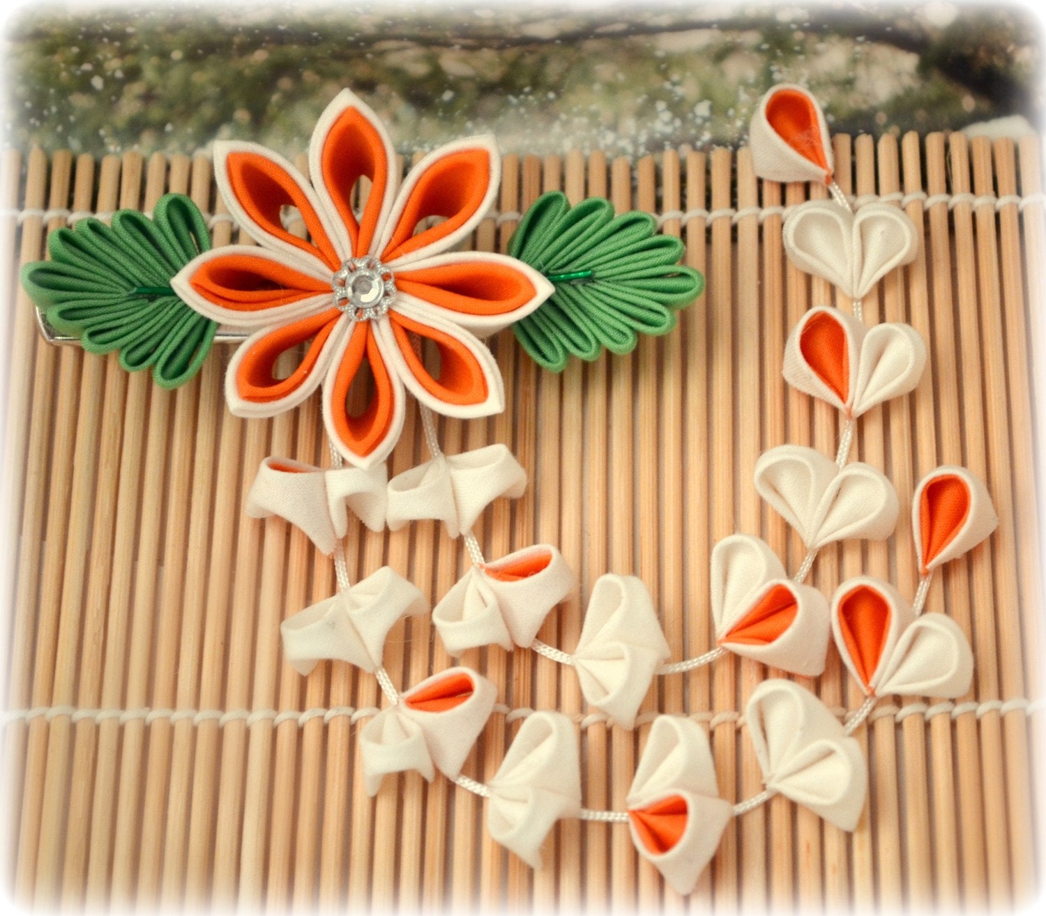Tropical Orange Japanese Kanzashi Clip