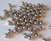 Only One Dollar - Package of 20 8mm Round Hollow Light Weight Silvertone Beads