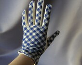 Vintage Picnic Dress Gloves 50s Blue Gingham 1950s Rockabilly VLV