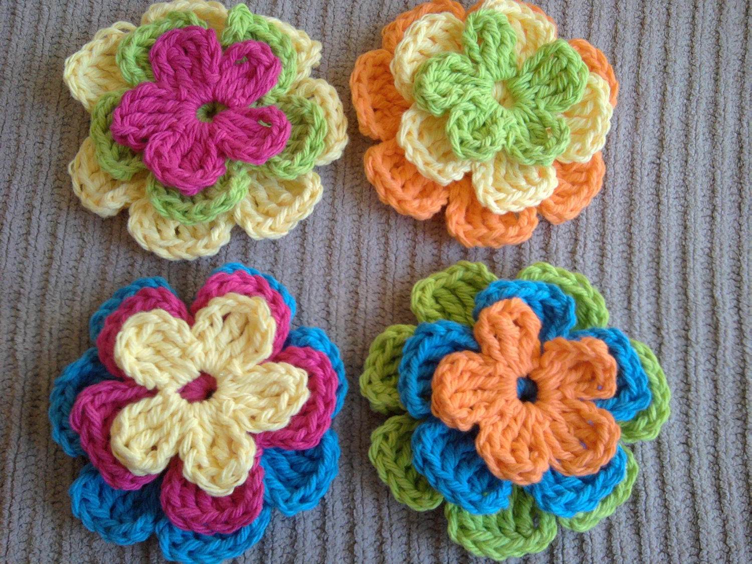Stackable Flowers - Set of 4 Trios, Cotton - TFI