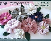 Fabric Flower tutorial No. 10 easy 3 STYLES OF FLOWERS  3 flowers in one pattern...make them to sell them..