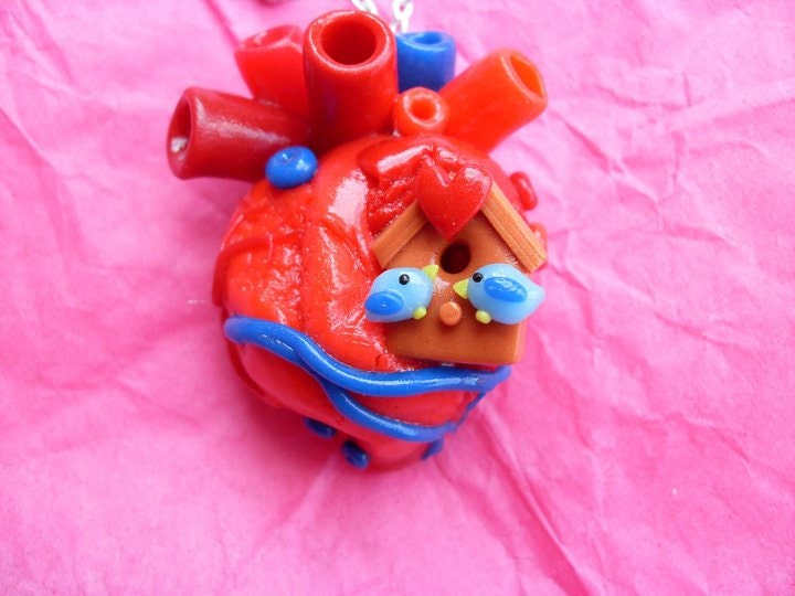 Birdhouse Heart Anatomy Necklace