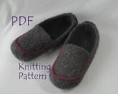 Knitting Pattern PDF - Men's Felted Wool Slippers - great Fathers Day gift - knitting pattern using BULKY weight yarn