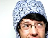 crochet hat: purple Bomber Hat