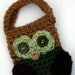 Owl Cell phone camera iPod holder case cozy crochet green, brown and tan