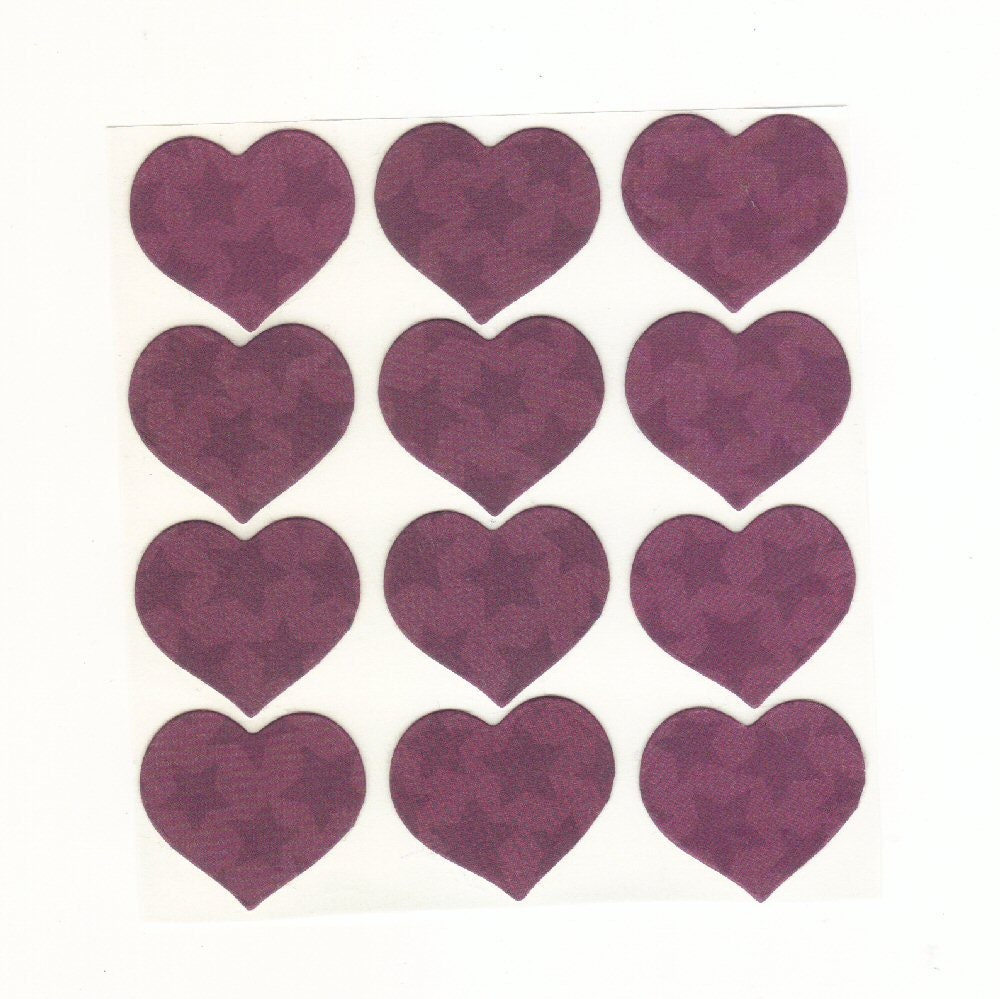 Valentine Mini Heart Envelope Seals Stickers (12) Purple Stars