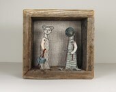 art diorama embroidery - little birds textile art fiber art