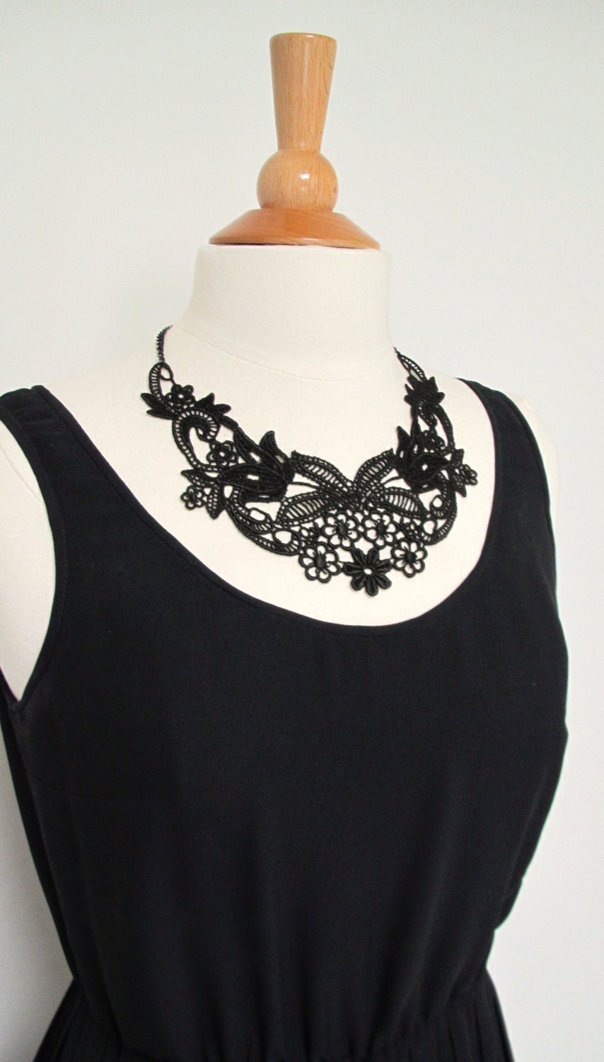 Black lace necklace statement necklace brocade necklace damask necklace lace necklace floral lace collar -Beauty Of The Night Necklace