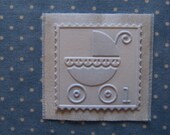 Baby Album Book Label - Embossed Pram or Baby Carriage Decor Embellishment