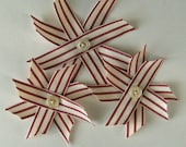 Vintage Red Flowers, Ticking Stripe Flowers or Stars, Decor, Gift Wrap or Paper crafts