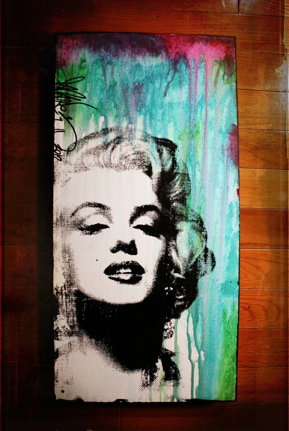 Marilyn Monroe - Silkscreen & acrylic - 10"x20" canvas